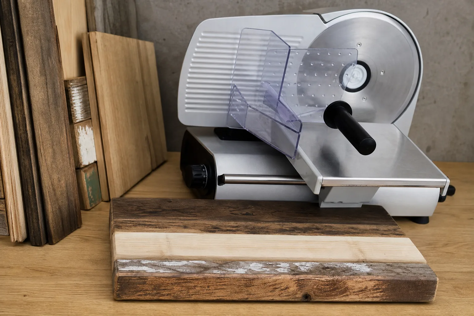 Allesschneider Upcycling-Idee: Alte Holzreste als Schneideunterlage nutzen